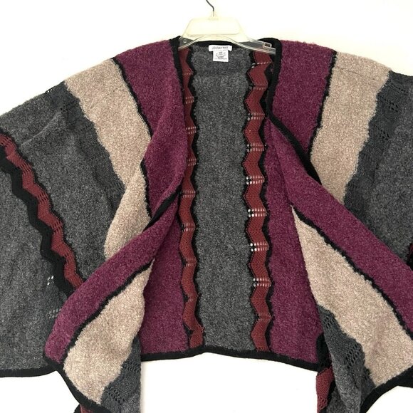 Johnny Was OS Riley Alpaca Cape V-Neck Front Flowy Multicolor Knit Soft Blend - Picture 8 of 11